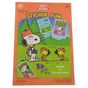 Vintage 1987 Peanuts Snoopy & Friends Sticker Fun Activity Book Unpunched Golden
